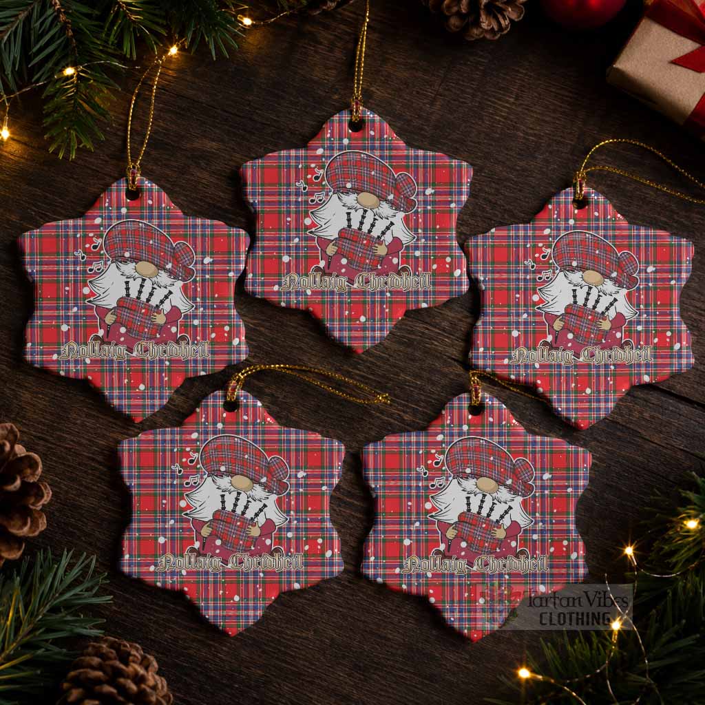 MacFarlane (McFarlane) Tartan Ceramic Snow Flake Ornament Gnome Bagpiper - Chistmas Tree Decor Pack of 5 - Tartan Vibes Clothing