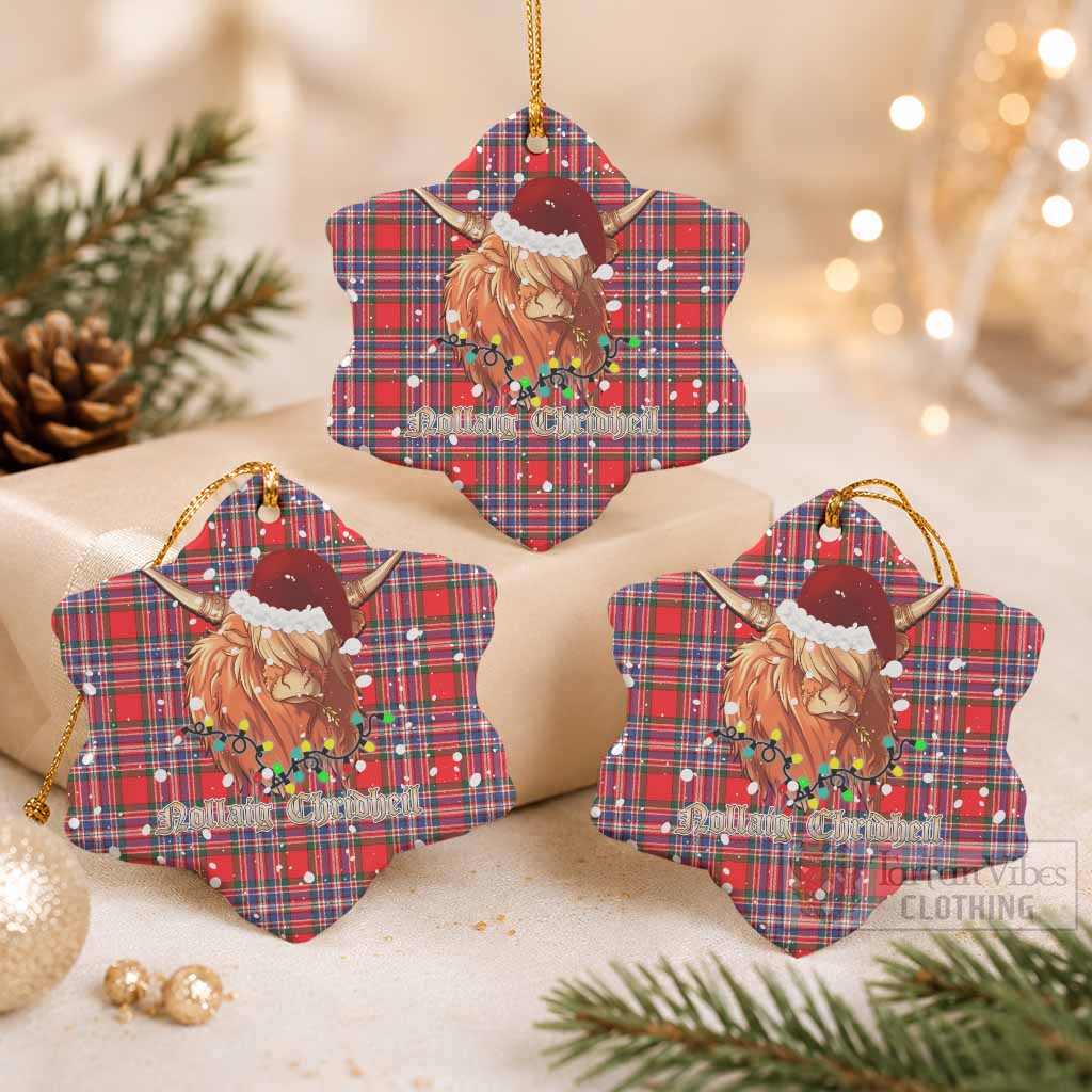 MacFarlane (McFarlane) Tartan Ceramic Snow Flake Ornament Mister Coo - Highlander Decor Pack of 3 - Tartan Vibes Clothing
