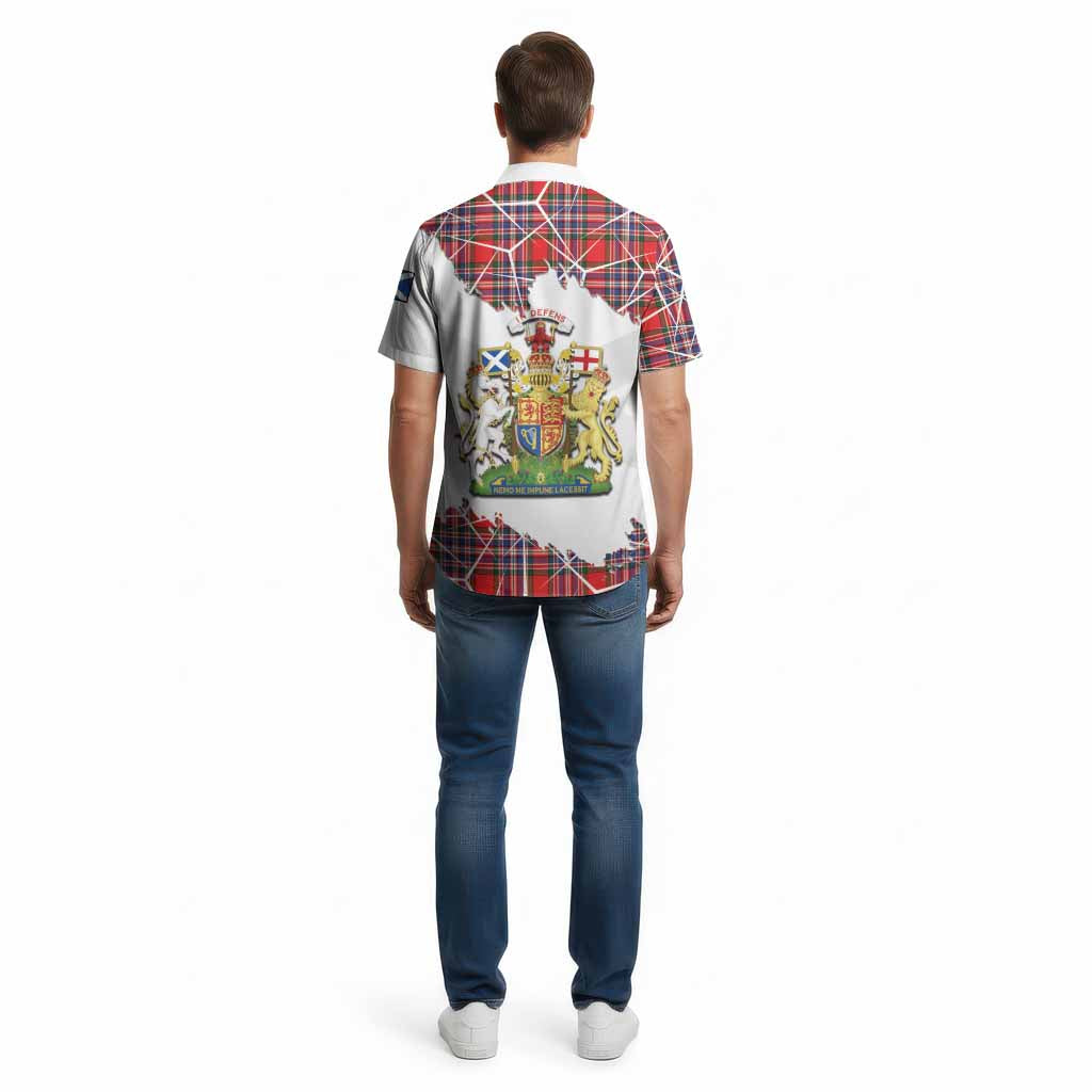 MacFarlane (McFarlane) Tartan Cotton Hawaiian Shirt with Family Crest and Lion Rampant Grunge Style