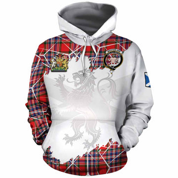 MacFarlane (McFarlane) Tartan Cotton Hoodie with Family Crest and Lion Rampant Grunge Style