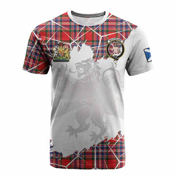 MacFarlane (McFarlane) Tartan Cotton T-shirt with Family Crest and Lion Rampant Grunge Style