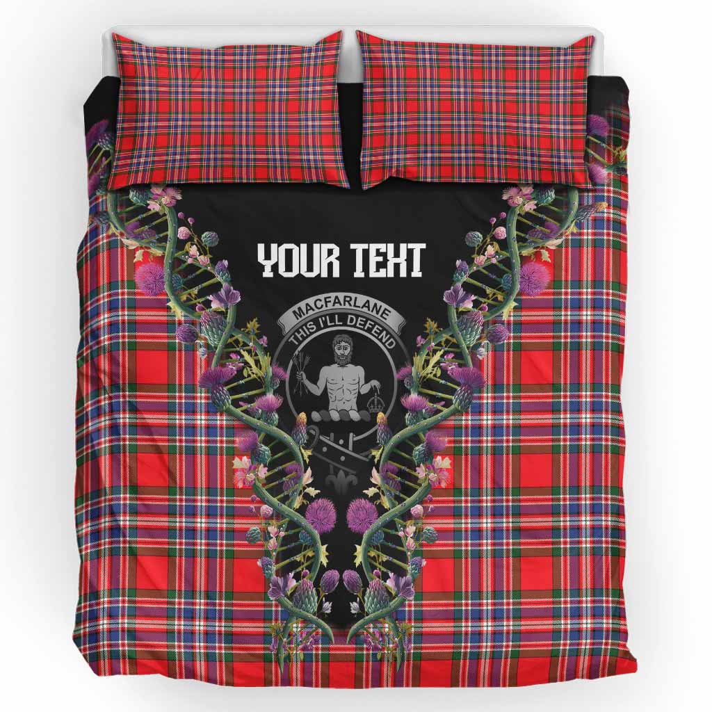 MacFarlane (McFarlane) Tartan Crest Bedding Set Scottish Heritage Thistle DNA