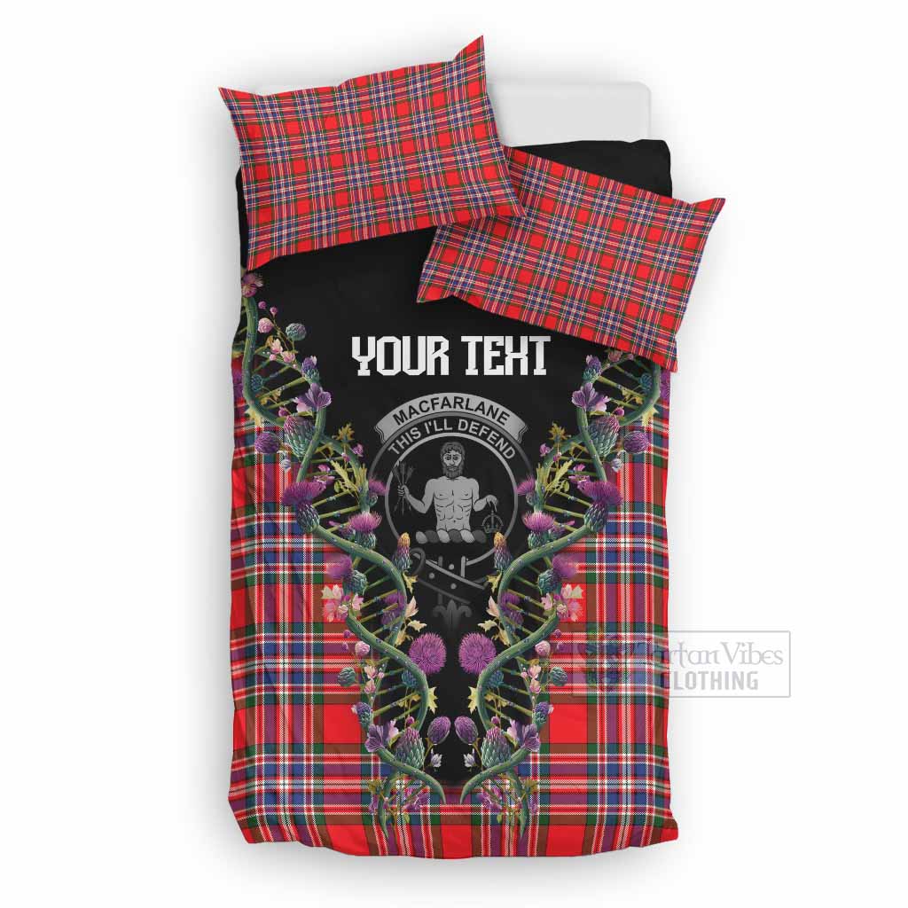 MacFarlane (McFarlane) Tartan Crest Bedding Set Scottish Heritage Thistle DNA