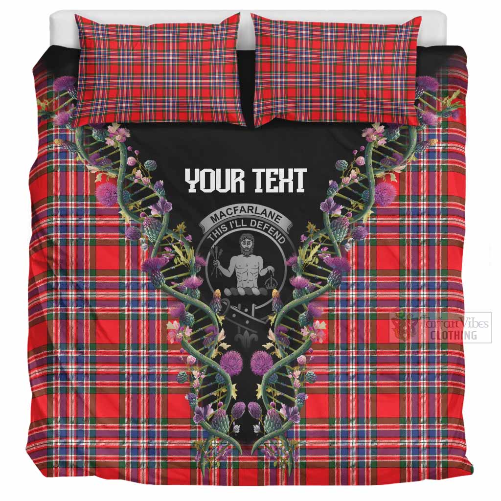 MacFarlane (McFarlane) Tartan Crest Bedding Set Scottish Heritage Thistle DNA