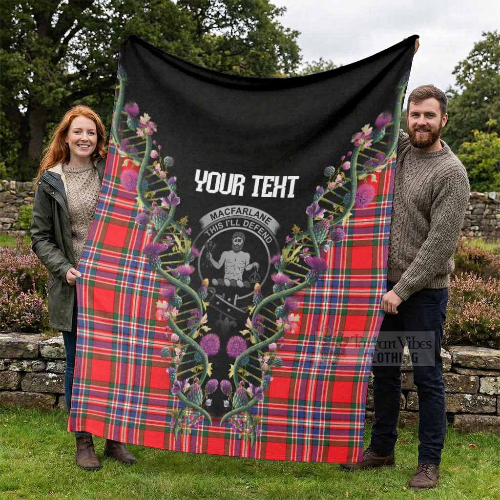 MacFarlane (McFarlane) Tartan Crest Blanket Scottish Heritage Thistle DNA