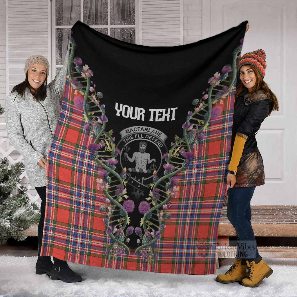 MacFarlane (McFarlane) Tartan Crest Blanket Scottish Heritage Thistle DNA