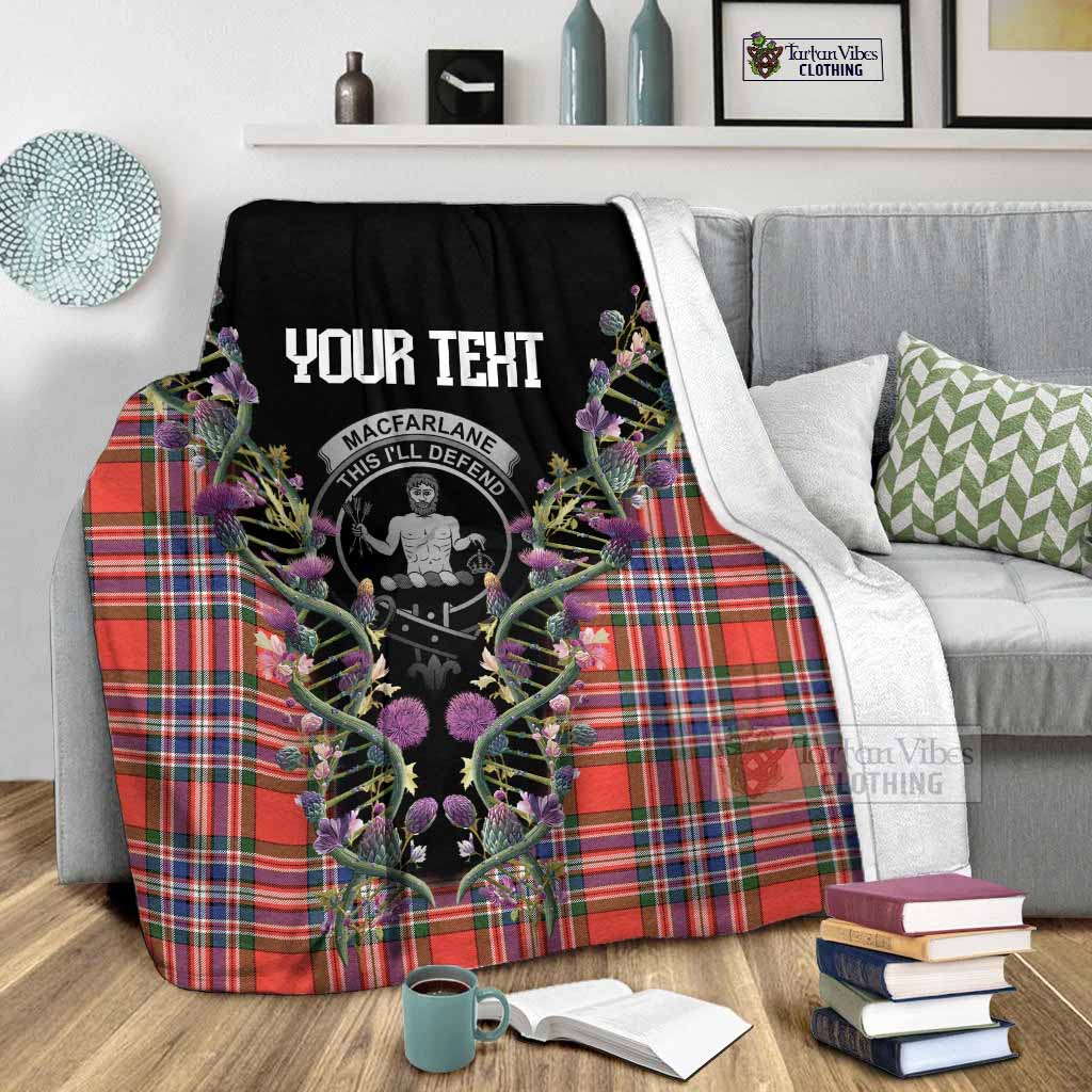 MacFarlane (McFarlane) Tartan Crest Blanket Scottish Heritage Thistle DNA