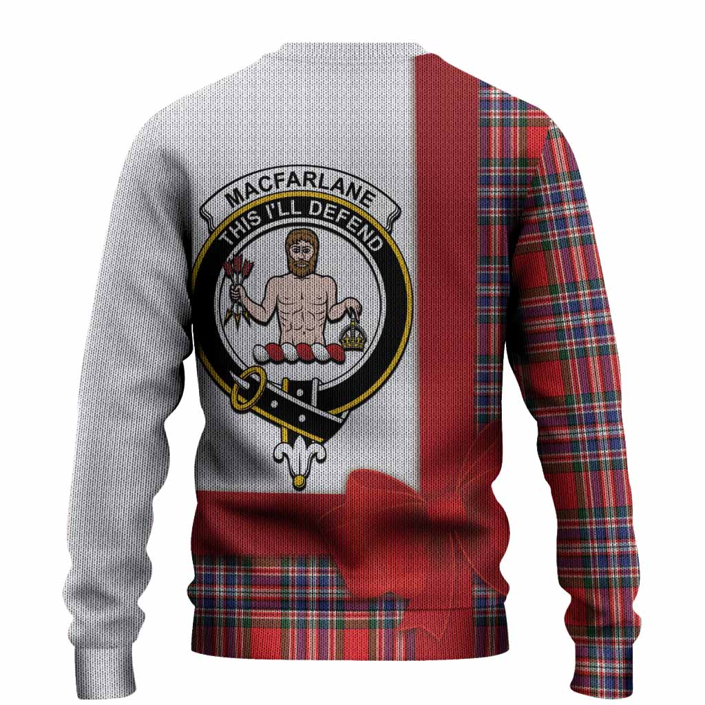 MacFarlane (McFarlane) Tartan Crest Christmas Christmas Ugly Sweater Highland Cow Bagpipes Coquette Bow Style