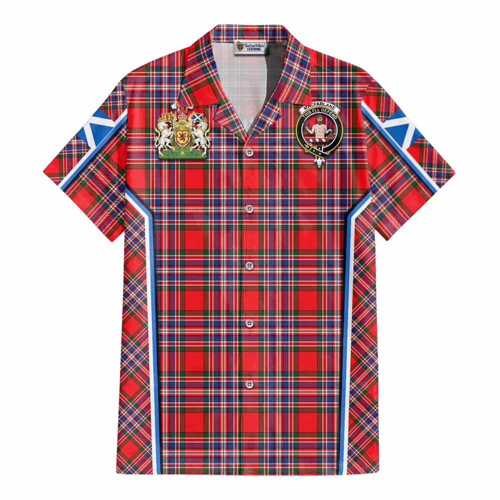 MacFarlane (McFarlane) Tartan Crest Cotton Hawaiian Shirt Scotland Coat of Arm Flag Style - Tartan Vibes Clothing