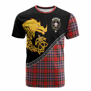 MacFarlane (McFarlane) Tartan Crest Cotton T-shirt Legendary Dragon Knot Half Style