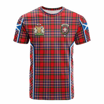 MacFarlane (McFarlane) Tartan Crest Cotton T-shirt Scotland Coat of Arm Flag Style