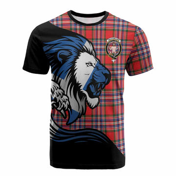 MacFarlane (McFarlane) Tartan Crest Cotton T-shirt Scottish Golden Lions Wave Flow