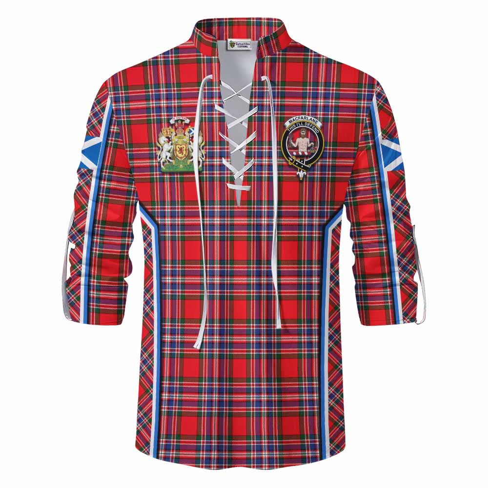 MacFarlane (McFarlane) Tartan Crest Ghillie Kilt Shirt Scotland Coat of Arm Flag Style - Tartan Vibes Clothing