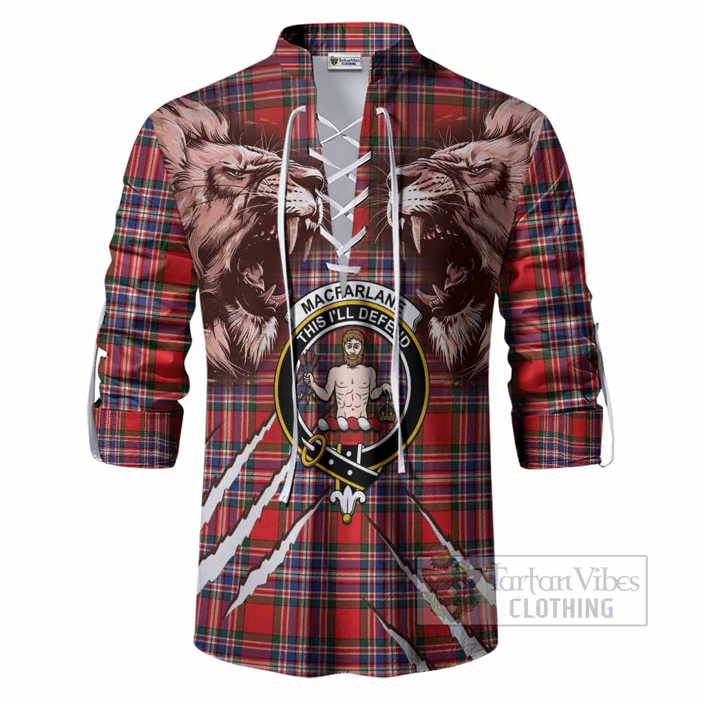 MacFarlane (McFarlane) Tartan Crest Ghillie Shirt Ferocious Lion Style