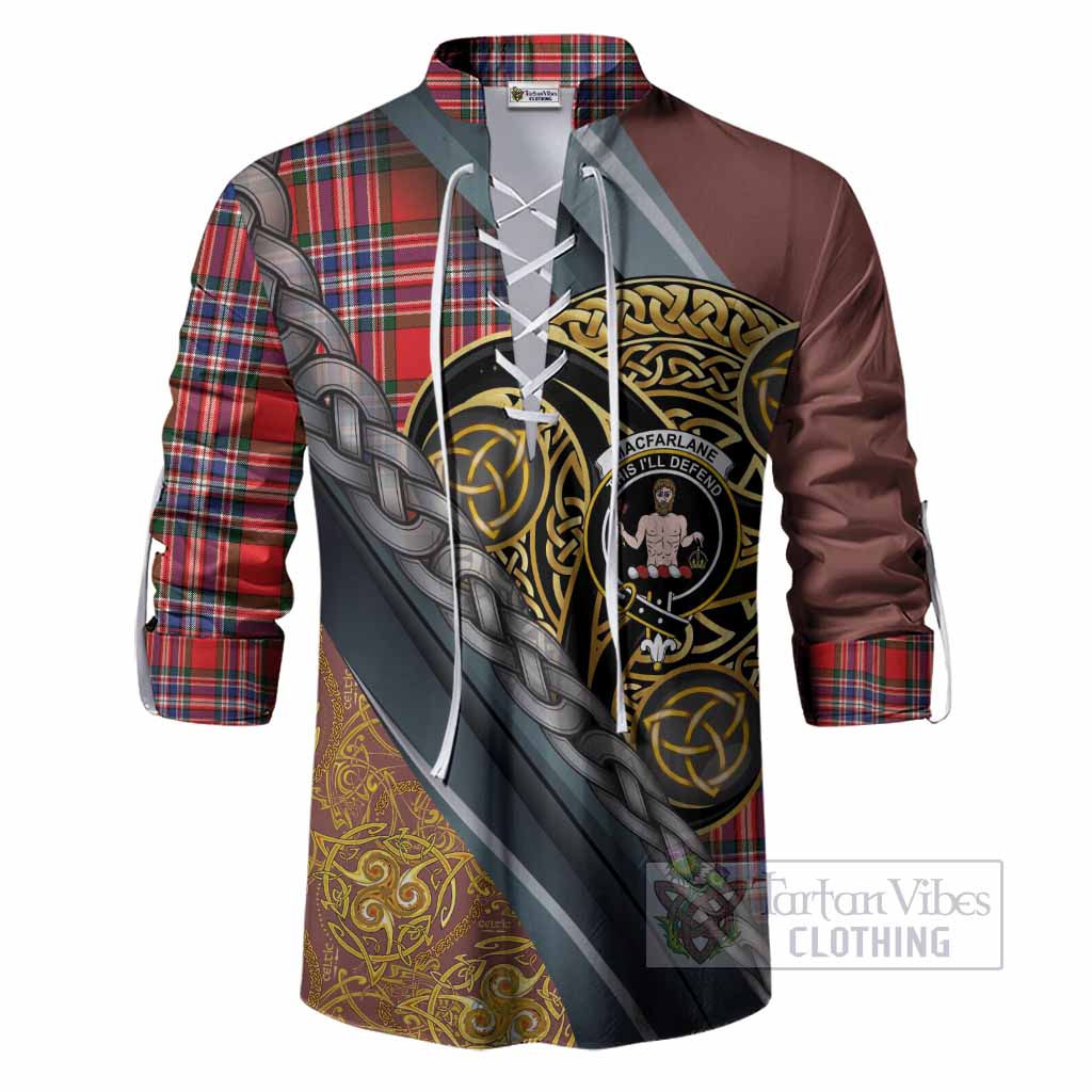 MacFarlane (McFarlane) Tartan Crest Ghillie Shirt Scottish Triskele Celtic