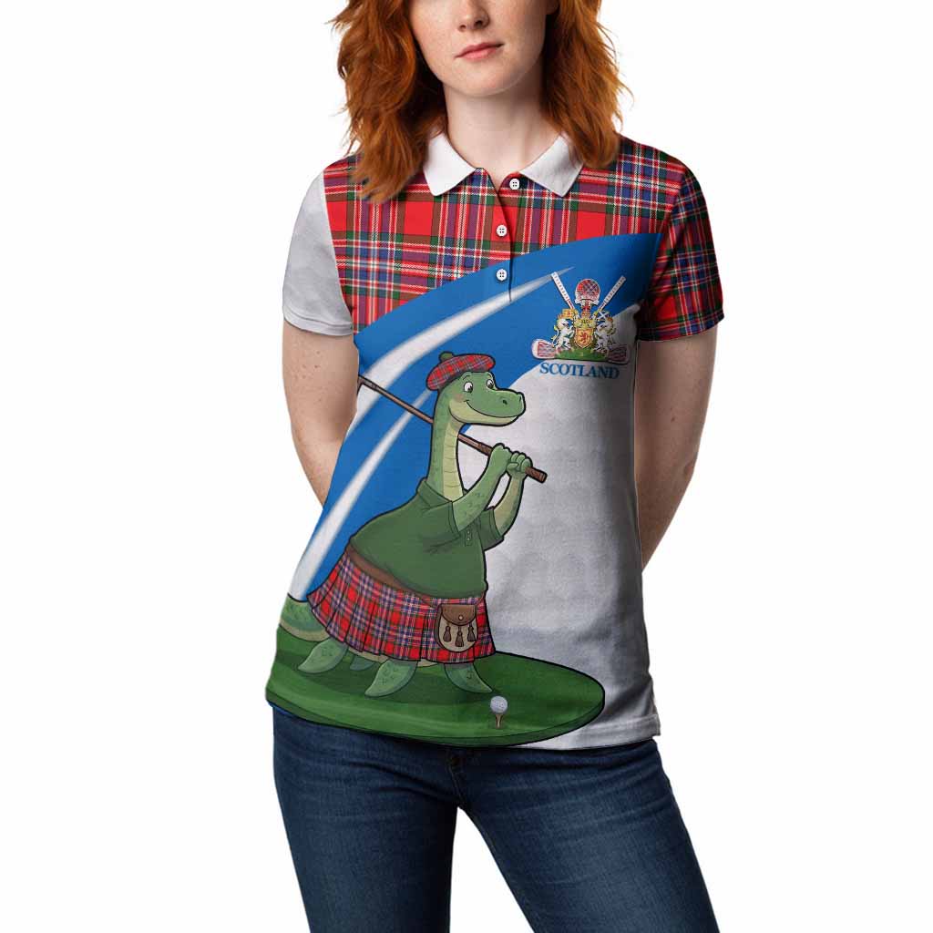 MacFarlane (McFarlane) Tartan Crest Golf Nessie Women Polo Shirt Loch Ness Monster Sporty Style