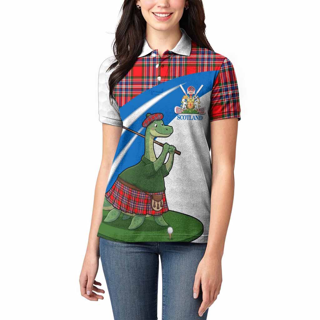MacFarlane (McFarlane) Tartan Crest Golf Nessie Women Polo Shirt Loch Ness Monster Sporty Style