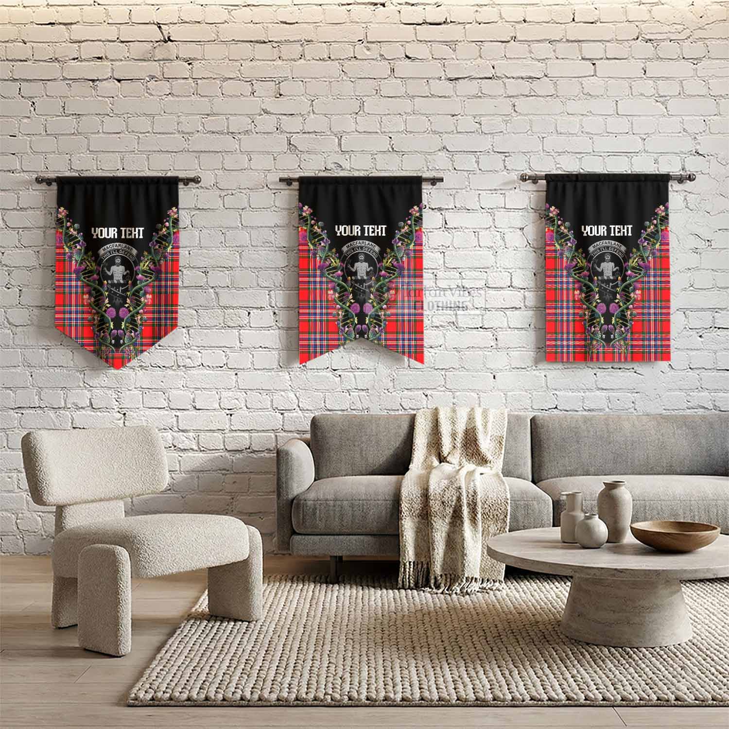 MacFarlane (McFarlane) Tartan Crest Gonfalon Scottish Heritage Thistle DNA