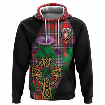 MacFarlane (McFarlane) Tartan Crest Hoodie Celtic Cross Thistle Flowers
