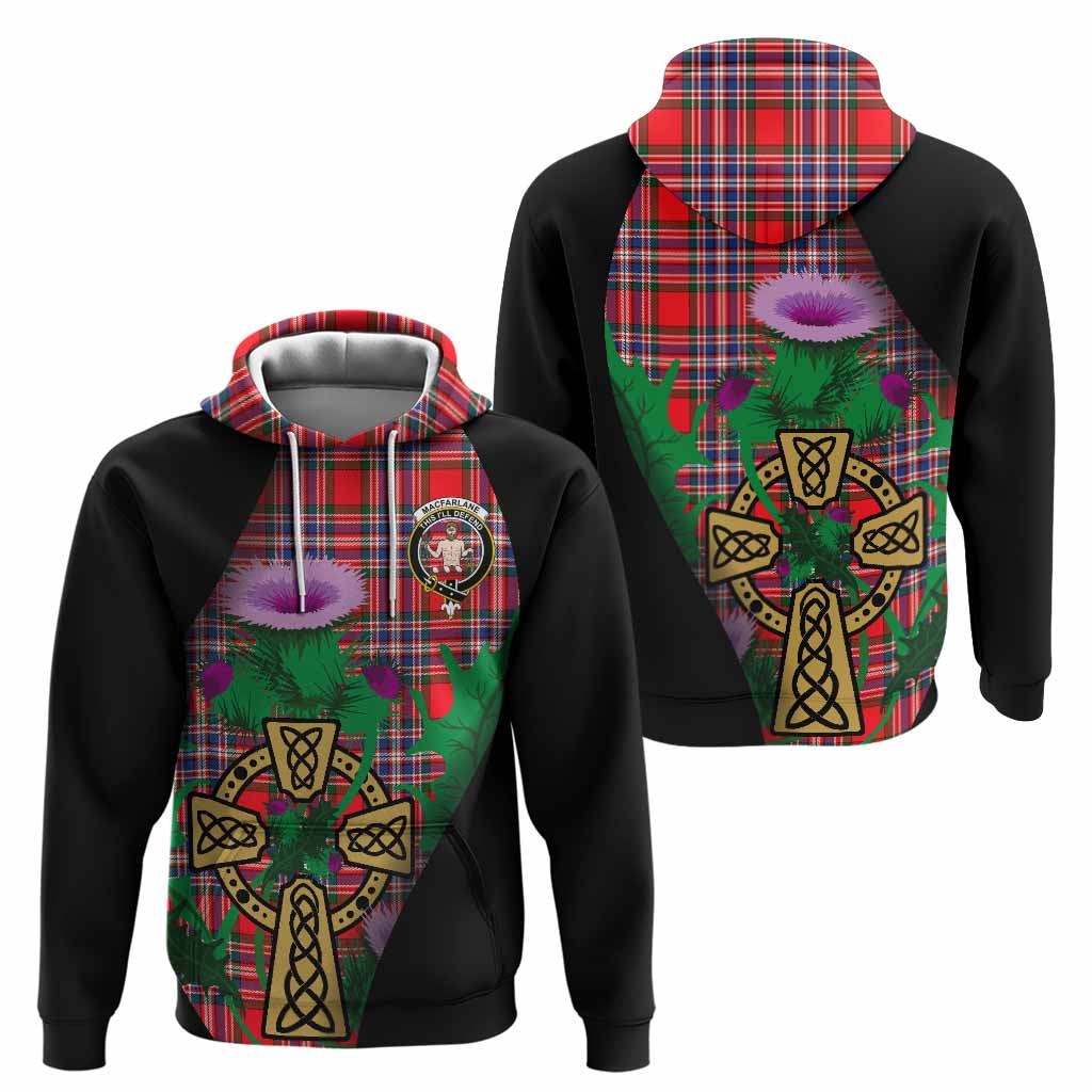 MacFarlane (McFarlane) Tartan Crest Hoodie Celtic Cross Thistle Flowers