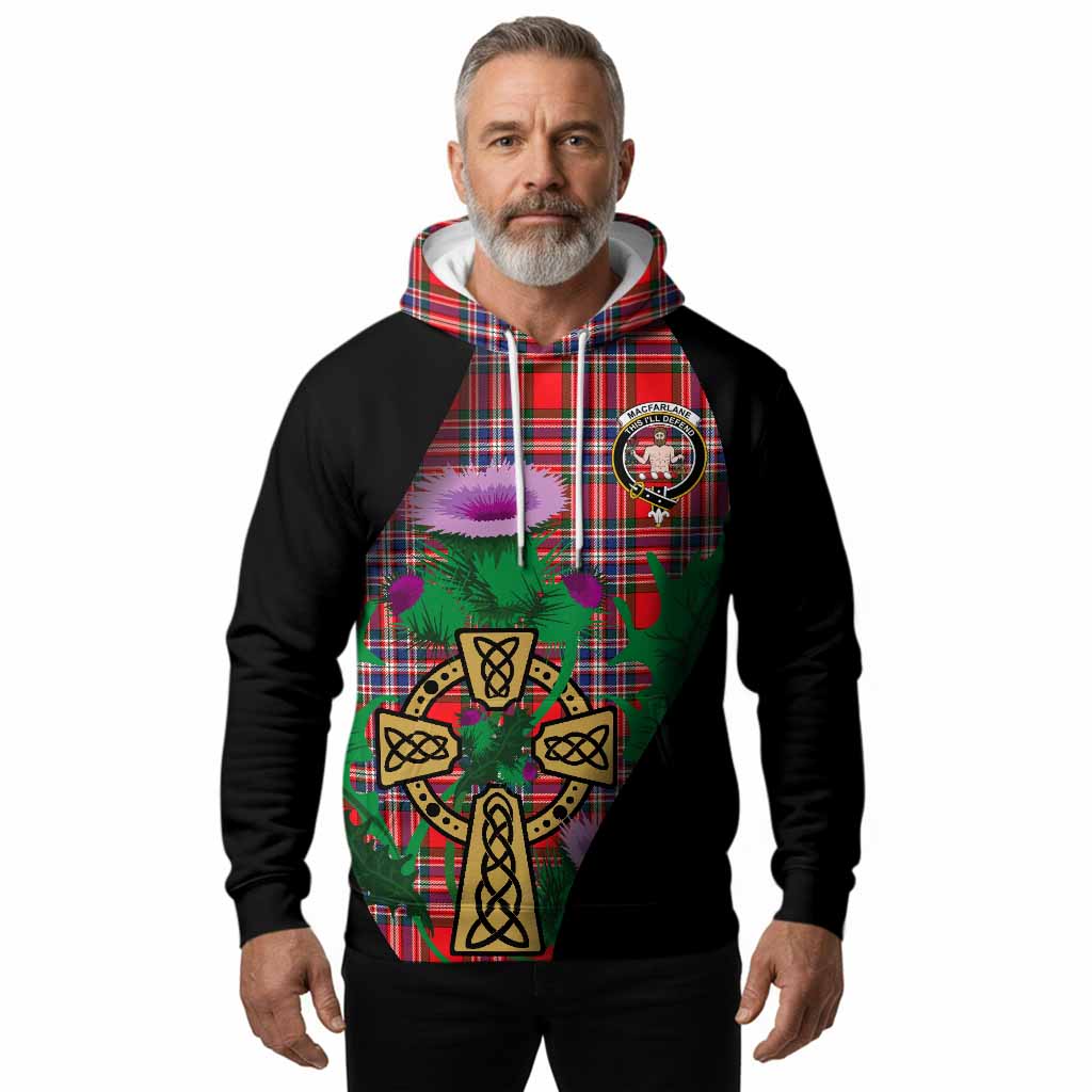 MacFarlane (McFarlane) Tartan Crest Hoodie Celtic Cross Thistle Flowers