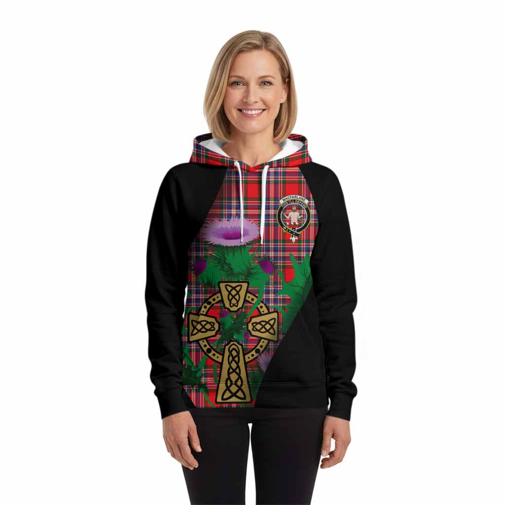 MacFarlane (McFarlane) Tartan Crest Hoodie Celtic Cross Thistle Flowers