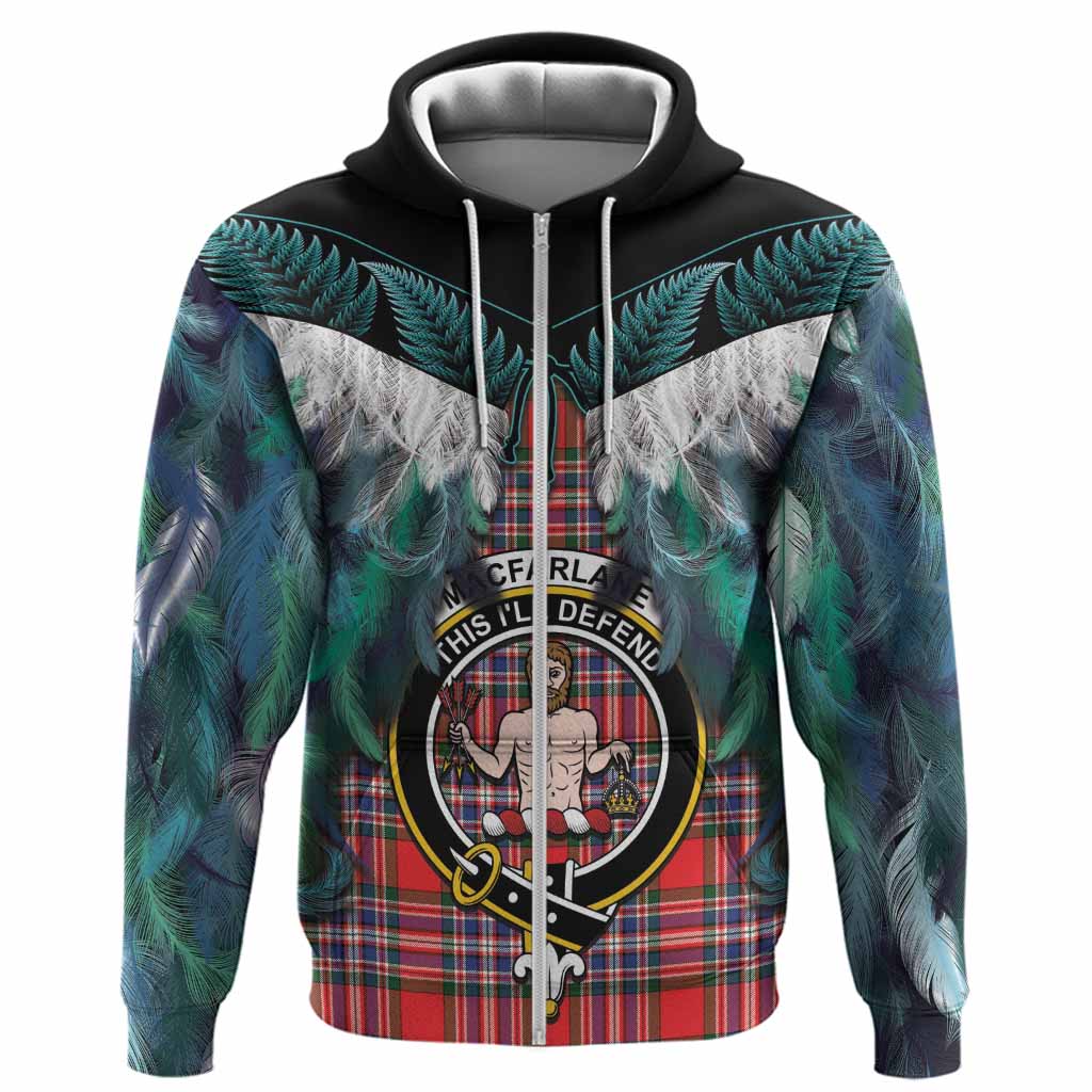 MacFarlane (McFarlane) Tartan Crest Hoodie New Zealand Maori Korowai Cloak