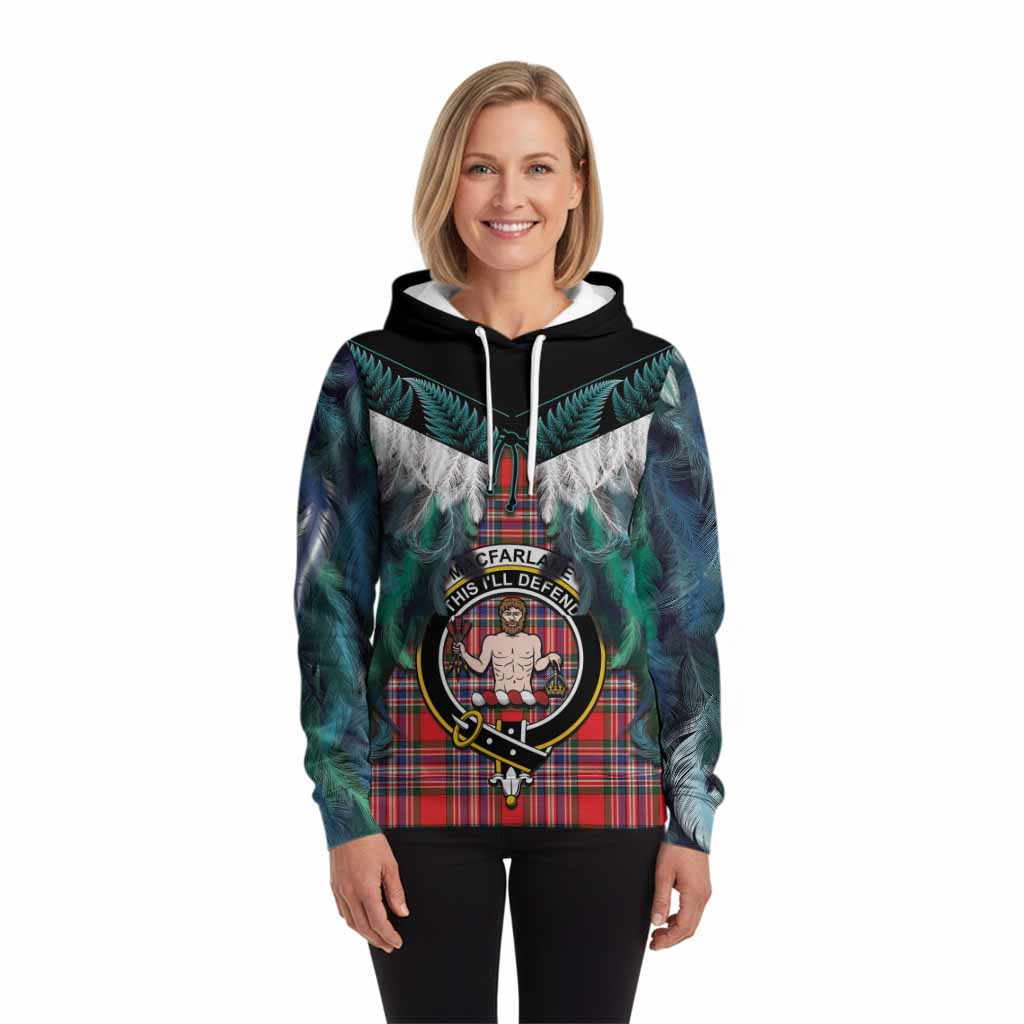 MacFarlane (McFarlane) Tartan Crest Hoodie New Zealand Maori Korowai Cloak