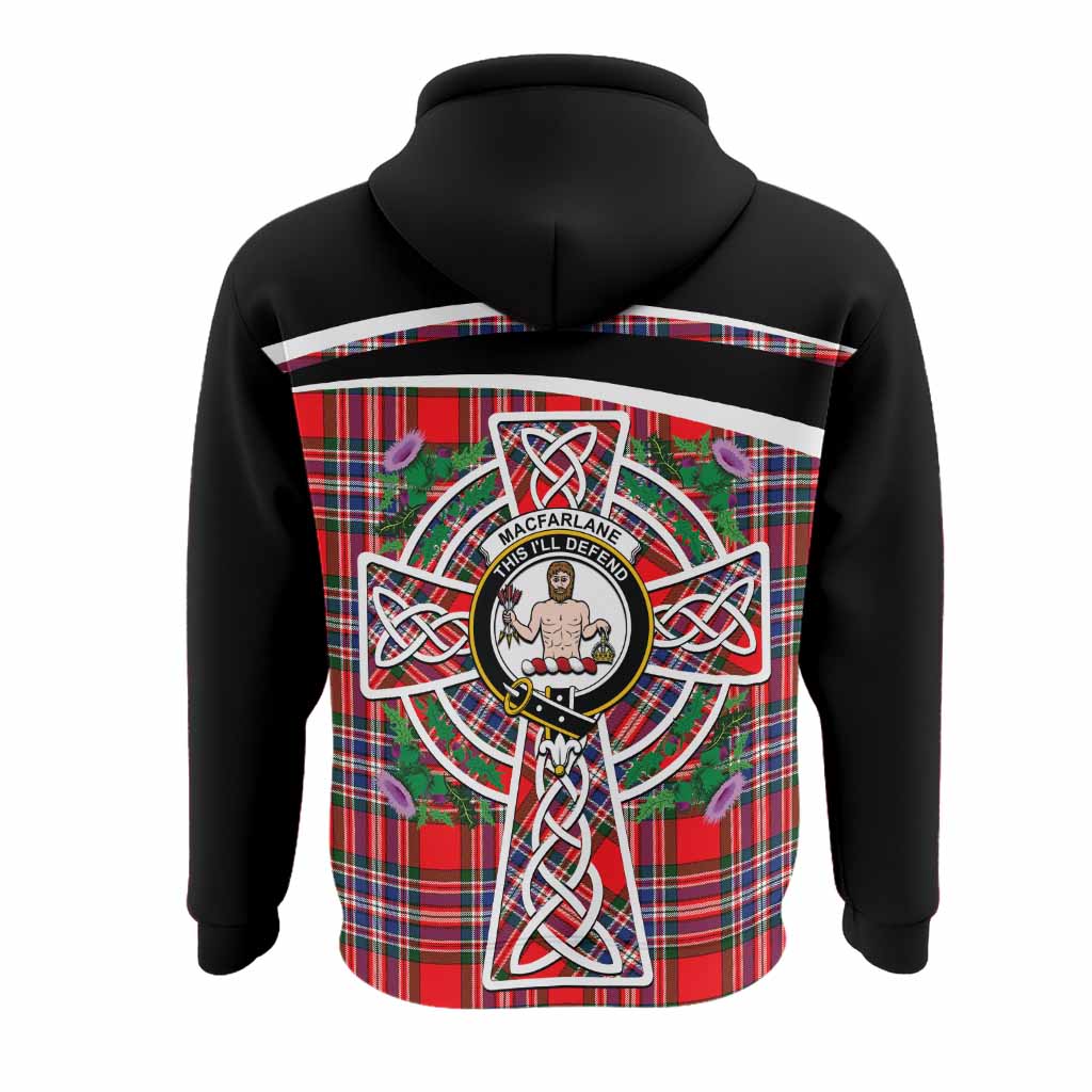 MacFarlane (McFarlane) Tartan Crest Hoodie Scottish Thistle Celtic Cross Alba Gu Brath