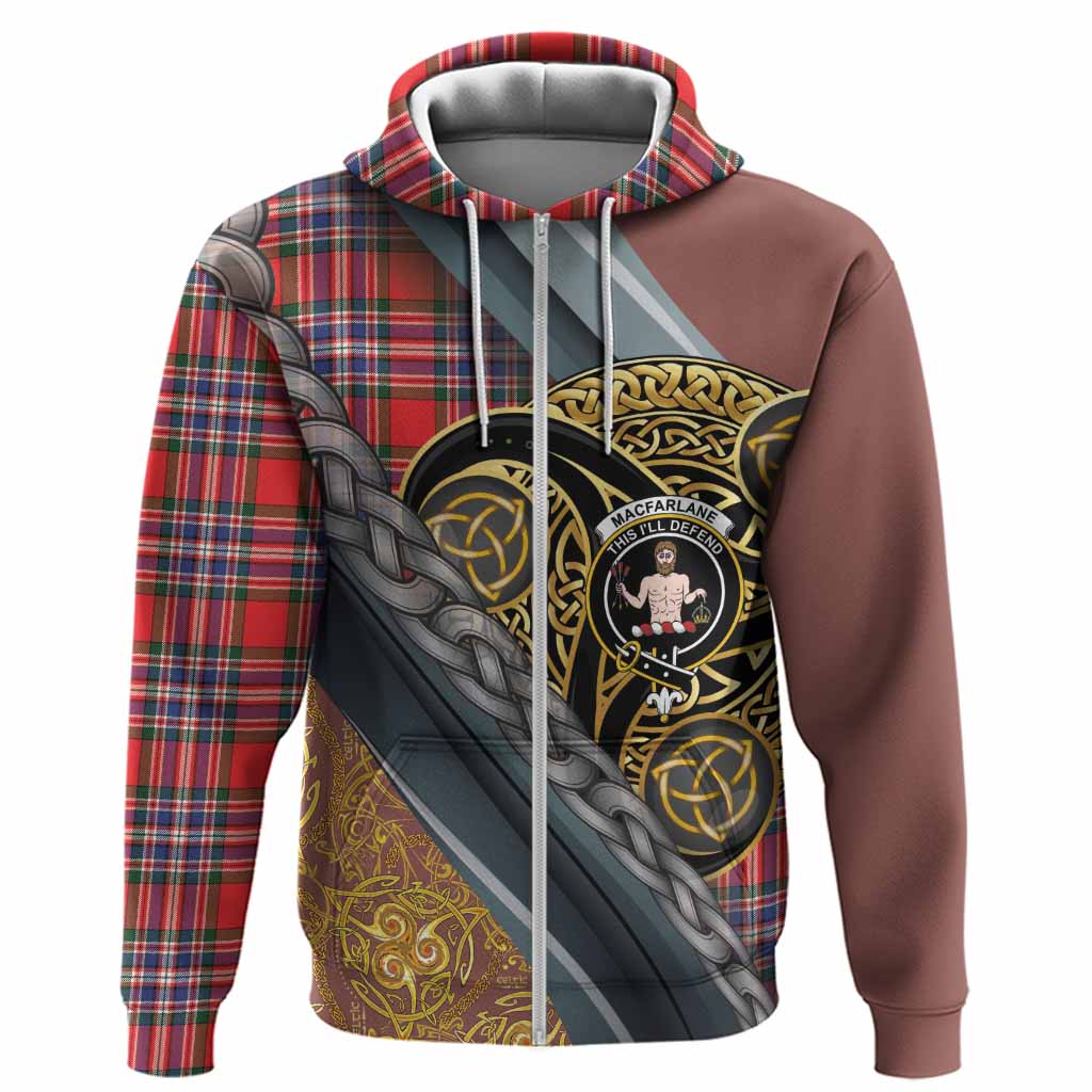 MacFarlane (McFarlane) Tartan Crest Hoodie Scottish Triskele Celtic