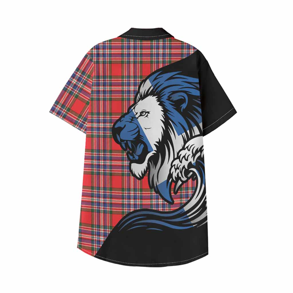 MacFarlane (McFarlane) Tartan Crest Kid Hawaiian Shirt Scottish Golden Lions Wave Flow
