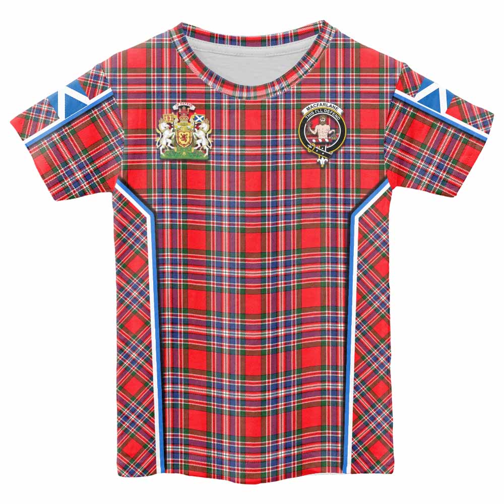 MacFarlane (McFarlane) Tartan Crest Kid T-shirt Scotland Coat of Arm Flag Style - Tartan Vibes Clothing
