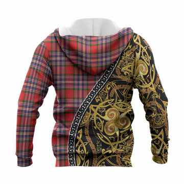 MacFarlane (McFarlane) Tartan Crest Knitted Hoodie Celtic Knot and Triple Trickle Spiral Symbols