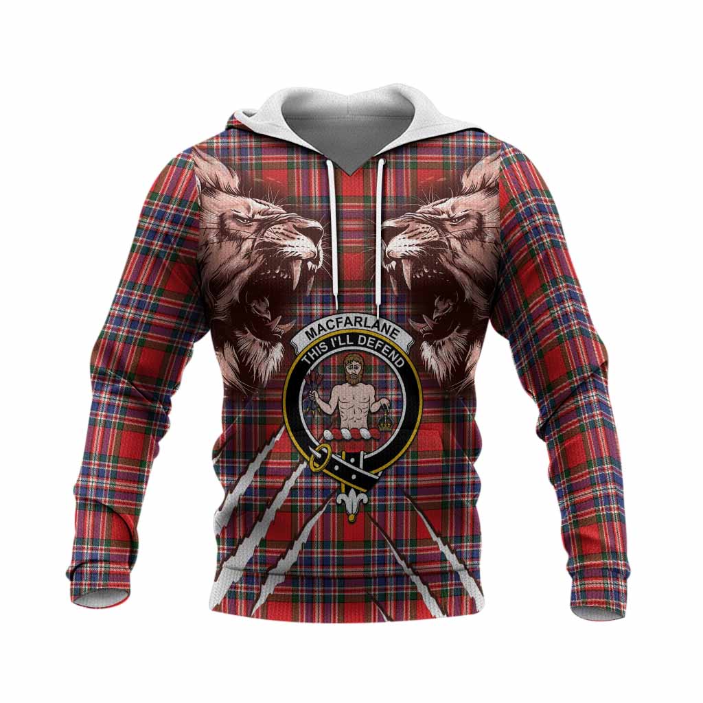 MacFarlane (McFarlane) Tartan Crest Knitted Hoodie Ferocious Lion Style