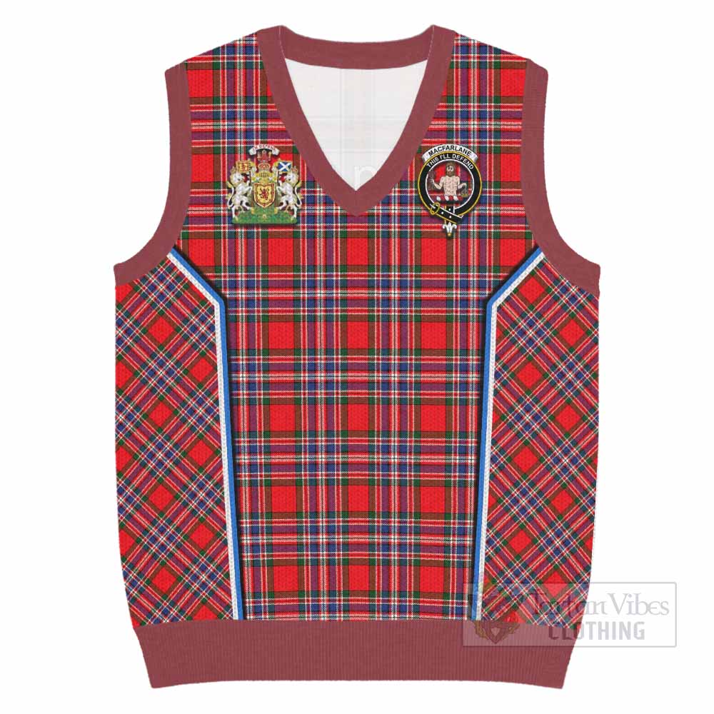 MacFarlane (McFarlane) Tartan Crest Knitted V-Neck Vest Scotland Coat of Arm Flag Style - Tartan Vibes Clothing