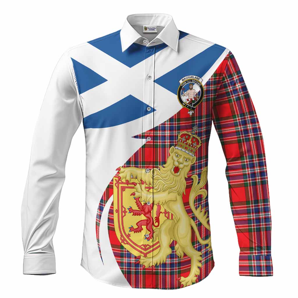 MacFarlane (McFarlane) Tartan Crest Lion Rampant Long Sleeve Button Shirts Classic Scottish Style Men's Shirt S - Tartan Vibes Clothing