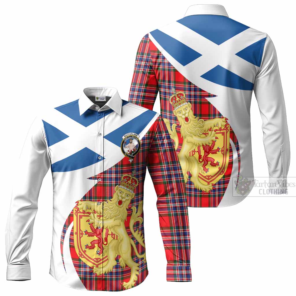 MacFarlane (McFarlane) Tartan Crest Lion Rampant Long Sleeve Button Shirts Classic Scottish Style Men's Shirt - Tartan Vibes Clothing