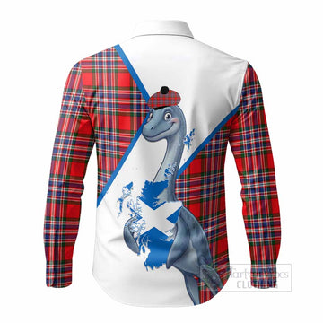 MacFarlane (McFarlane) Tartan Crest Loch Ness Monster Long Sleeve Button Shirts Nessie Scottish Map Tha Gradh Agam Air Alba