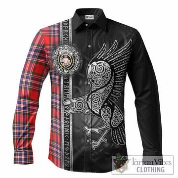 MacFarlane (McFarlane) Tartan Crest Long Sleeve Button Shirts Norse Mythology Viking Odin Crow Tattoo