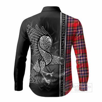 MacFarlane (McFarlane) Tartan Crest Long Sleeve Button Shirts Norse Mythology Viking Odin Crow Tattoo