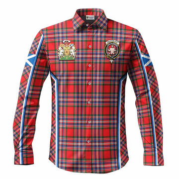 MacFarlane (McFarlane) Tartan Crest Long Sleeve Button Shirts Scotland Coat of Arm Flag Style