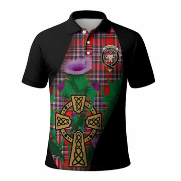 MacFarlane (McFarlane) Tartan Crest Polo Shirt Celtic Cross Thistle Flowers