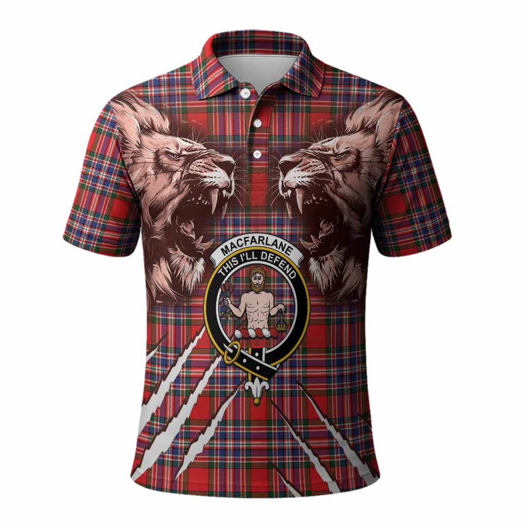 MacFarlane (McFarlane) Tartan Crest Polo Shirt Ferocious Lion Style