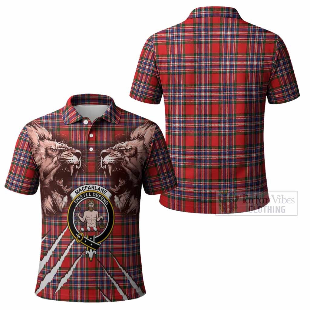 MacFarlane (McFarlane) Tartan Crest Polo Shirt Ferocious Lion Style