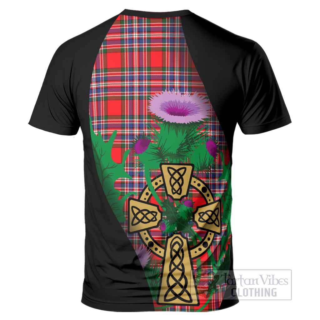 MacFarlane (McFarlane) Tartan Crest T-Shirt Celtic Cross Thistle Flowers