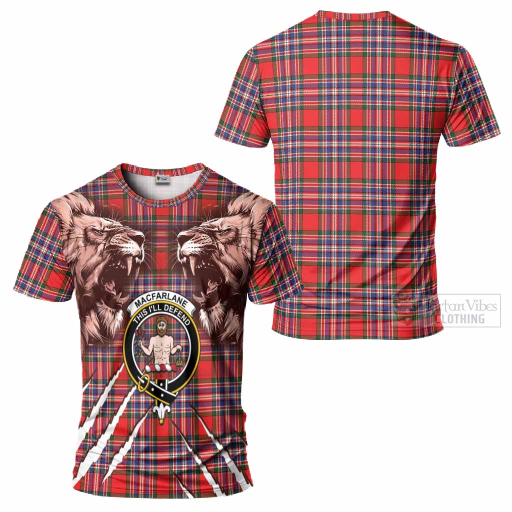 MacFarlane (McFarlane) Tartan Crest T-Shirt Ferocious Lion Style