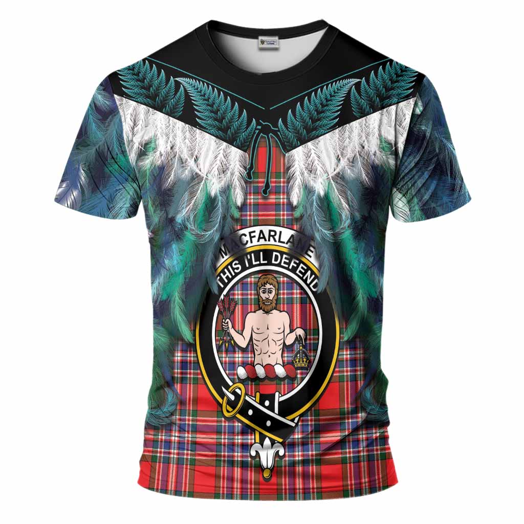 MacFarlane (McFarlane) Tartan Crest T-Shirt New Zealand Maori Korowai Cloak