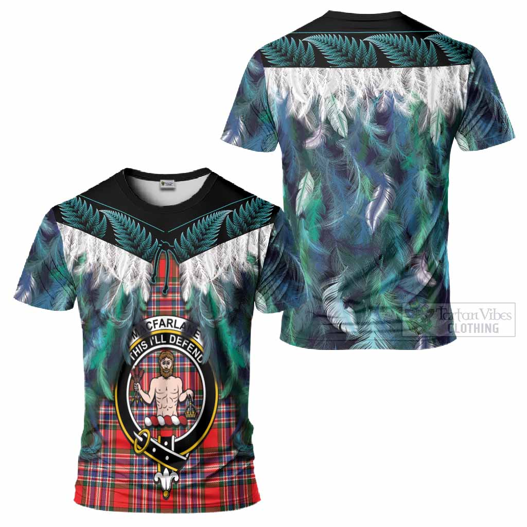 MacFarlane (McFarlane) Tartan Crest T-Shirt New Zealand Maori Korowai Cloak
