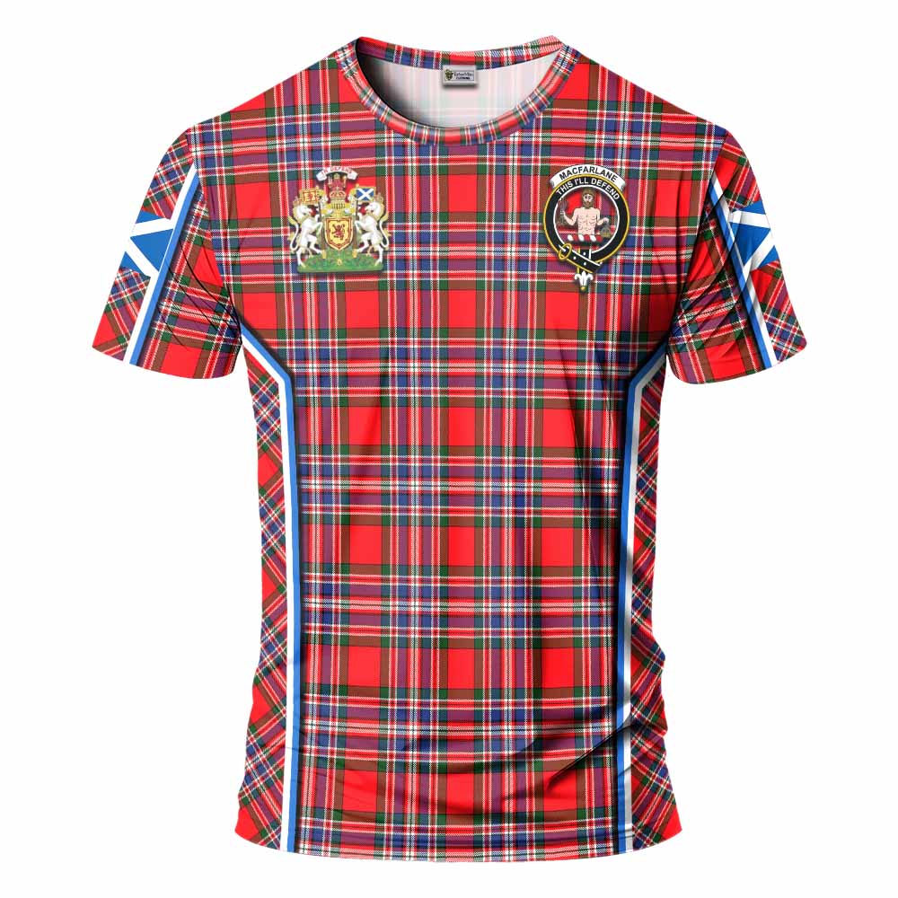 MacFarlane (McFarlane) Tartan Crest T-shirt Scotland Coat of Arm Flag Style - Tartan Vibes Clothing