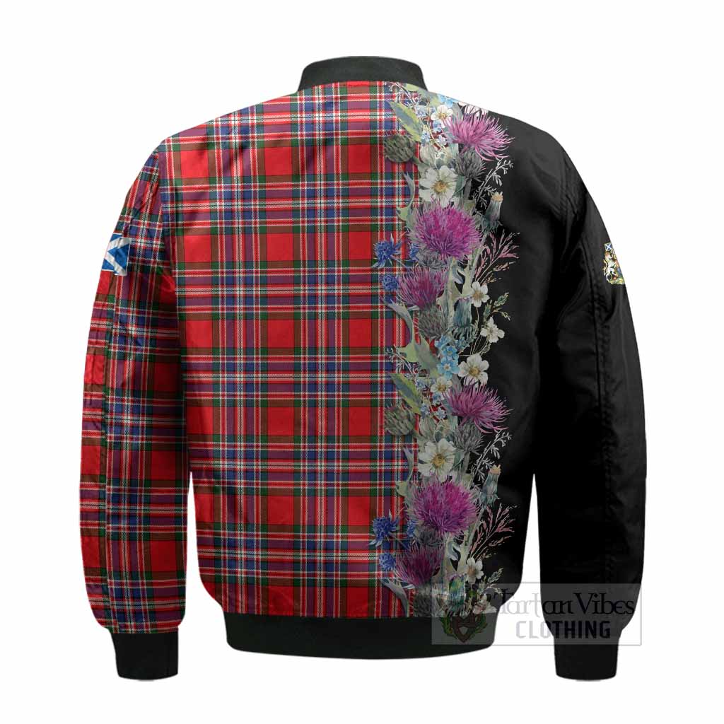 MacFarlane (McFarlane) Tartan Crest Thistle Floral Bomber Jacket - Tartan Vibes Clothing